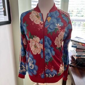 Adidas Floral SST Track Jacket Red Blue Floral Women's Medium